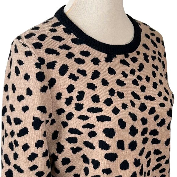 Halston Cheetah Animal Print Black Brown Long Sleeve Crewneck Sweater Size L - Picture 5 of 7